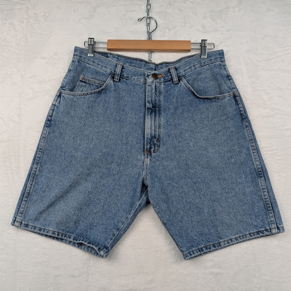 VTG Wrangler Shorts Men's 36 Blue 8.5" Denim Jorts 5 Pocket Dad Straight Leg 90s